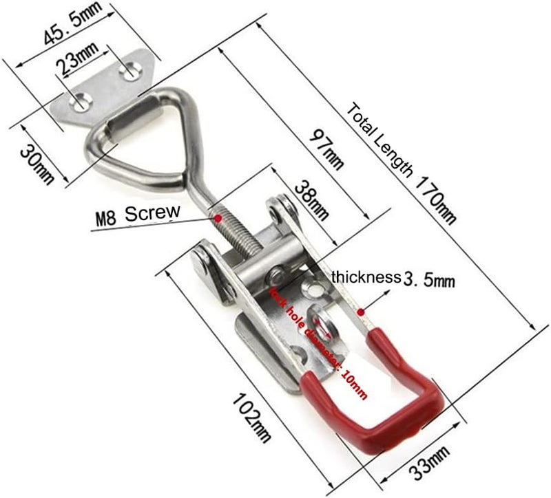 CUKAYO 4003 Toggle Latch Clamp, Adjustable Toggle Latches With Lock Hole,1320Lbs Holding Capacity Heavy Duty Toggle Clamp for Smoker Lid Jig, ToolBox Case, 2pack - Image 4